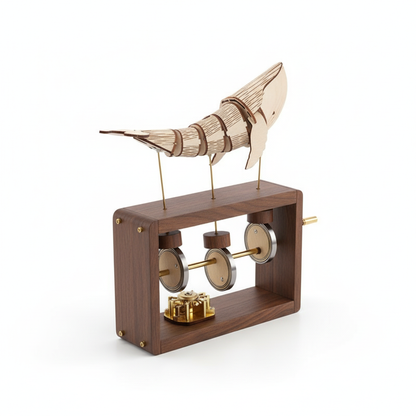 Carved Wodden Hand Crank Music Box DIY Puzzle Whale Song Musical Box Crafts Educational Toys Birthday Present Christmas Gifts