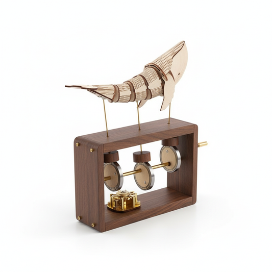 Carved Wodden Hand Crank Music Box DIY Puzzle Whale Song Musical Box Crafts Educational Toys Birthday Present Christmas Gifts