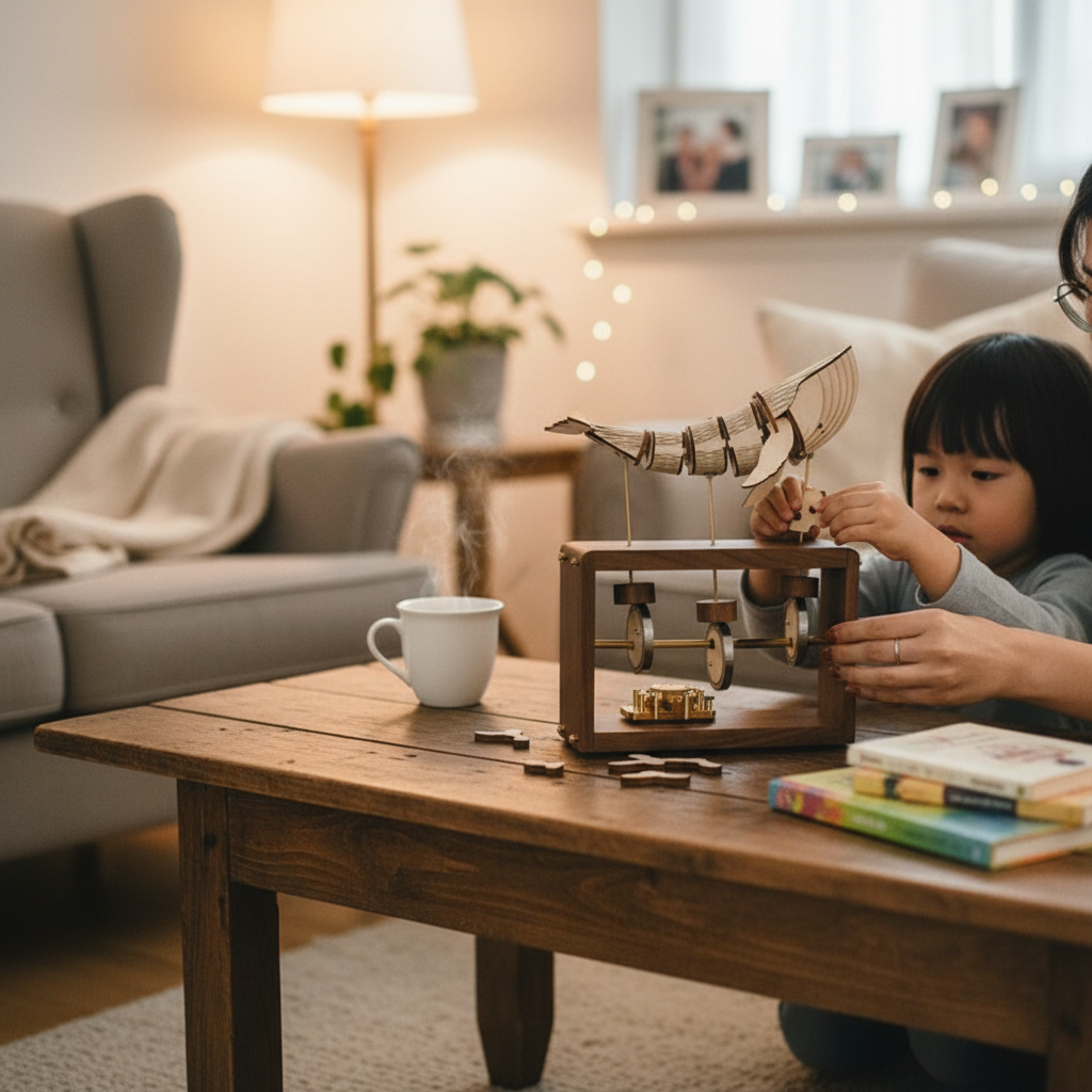 Carved Wodden Hand Crank Music Box DIY Puzzle Whale Song Musical Box Crafts Educational Toys Birthday Present Christmas Gifts